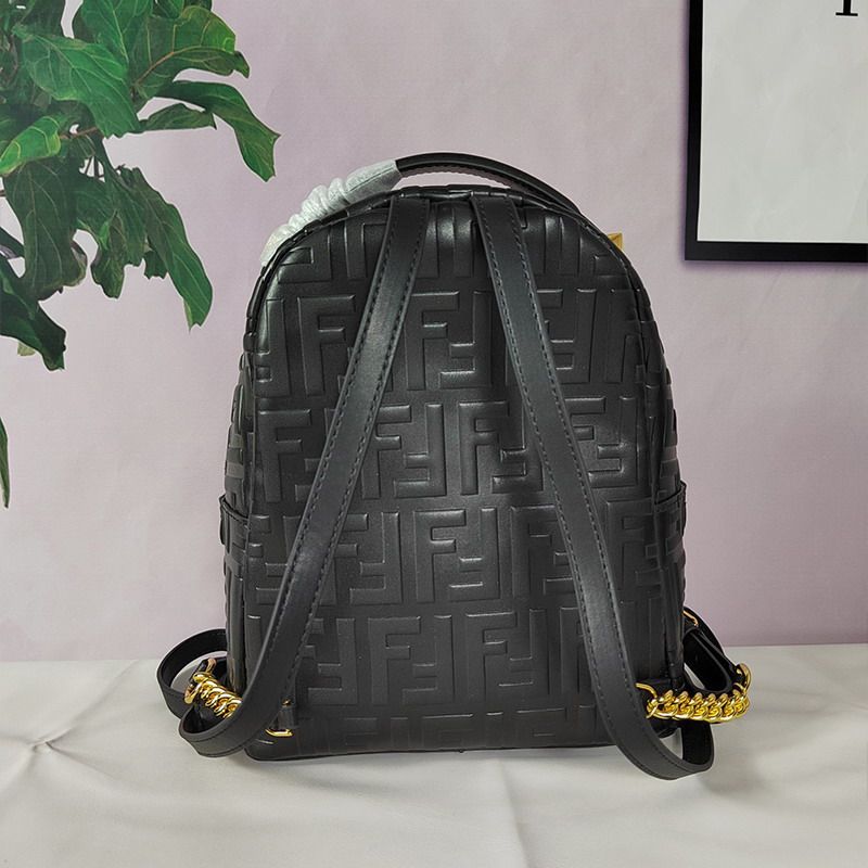 Affordable Fendi Mini Backpack In FF Motif Nappa Leather Black