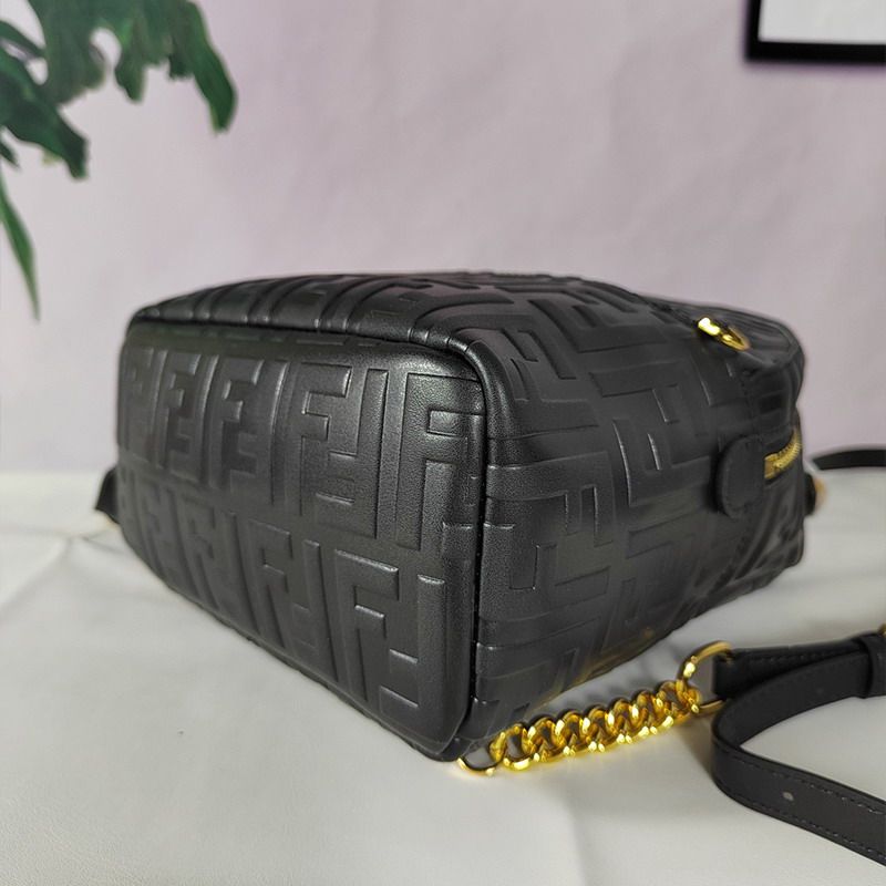 Affordable Fendi Mini Backpack In FF Motif Nappa Leather Black