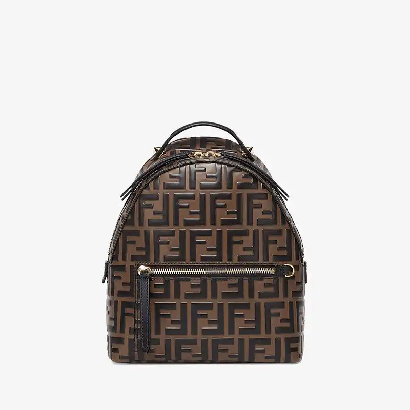 Affordable Fendi Mini Backpack In FF Motif Nappa Leather Brown