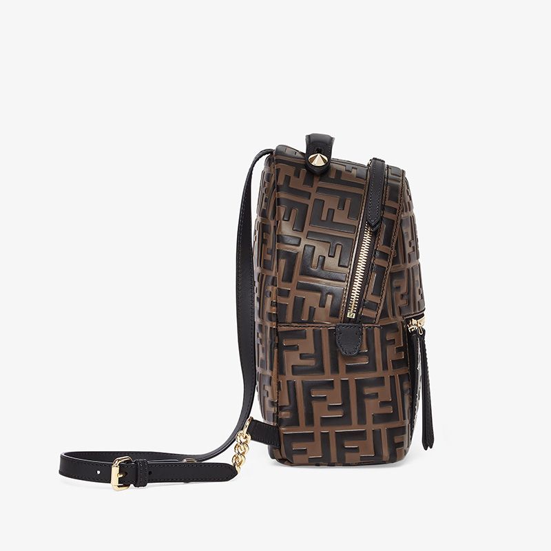 Affordable Fendi Mini Backpack In FF Motif Nappa Leather Brown