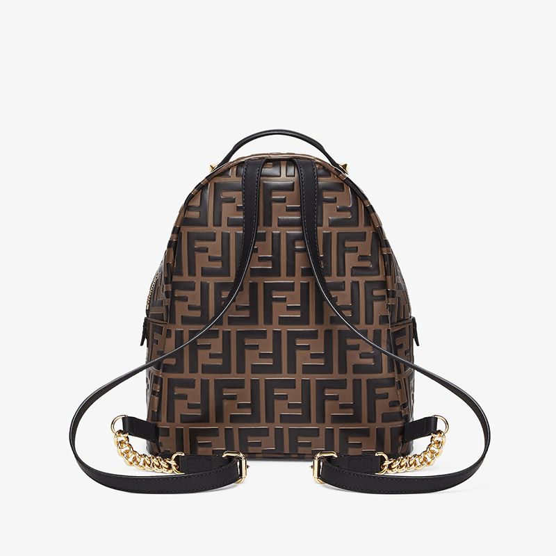 Affordable Fendi Mini Backpack In FF Motif Nappa Leather Brown