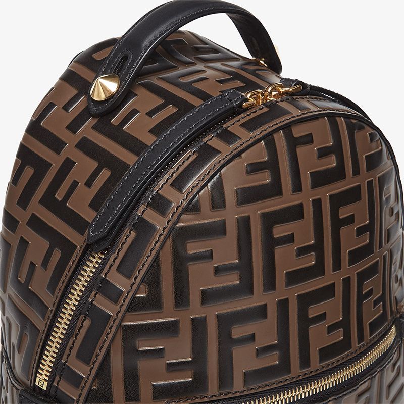 Affordable Fendi Mini Backpack In FF Motif Nappa Leather Brown