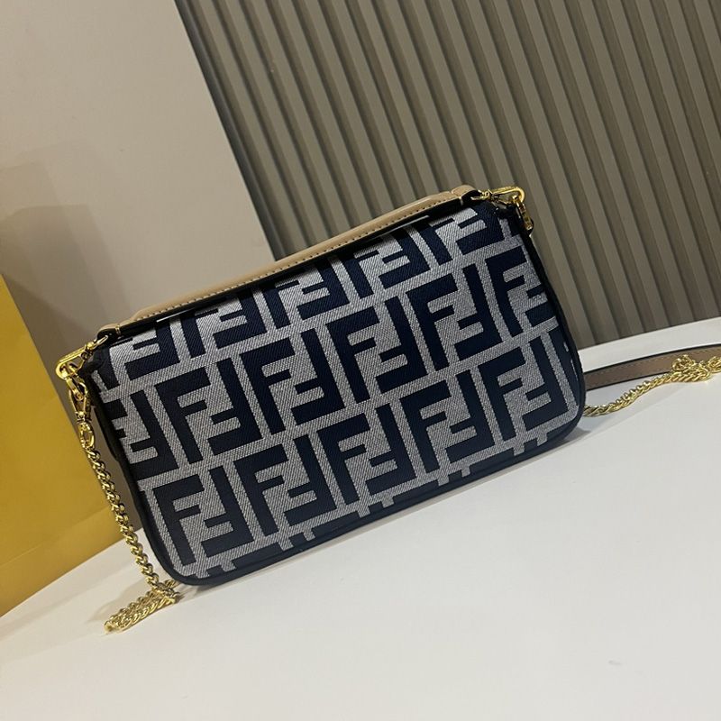 HOT Fendi Mini Baguette Bag In FF Motif Fabric Black