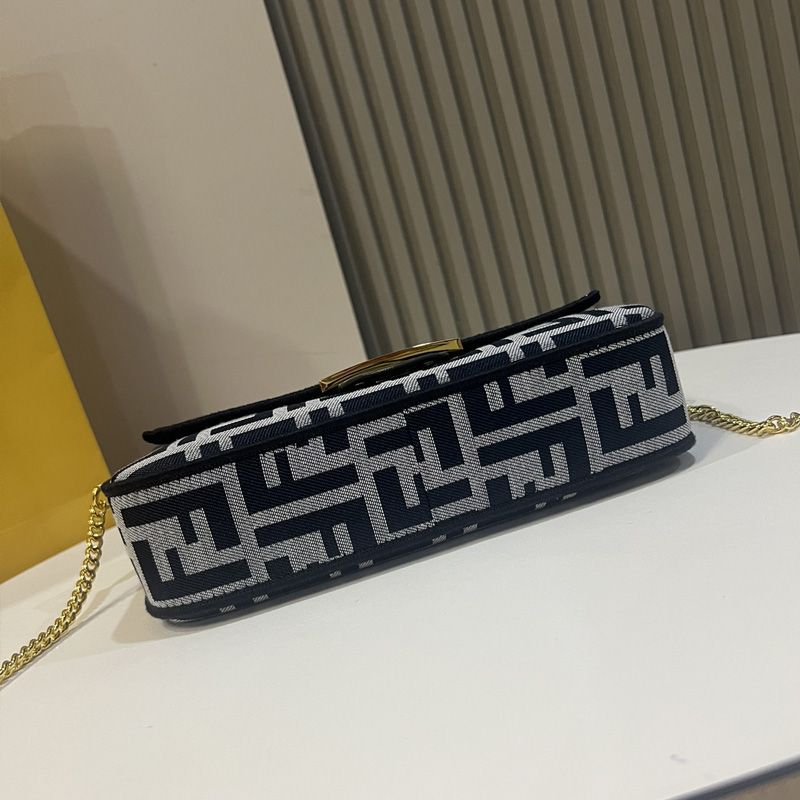 HOT Fendi Mini Baguette Bag In FF Motif Fabric Black