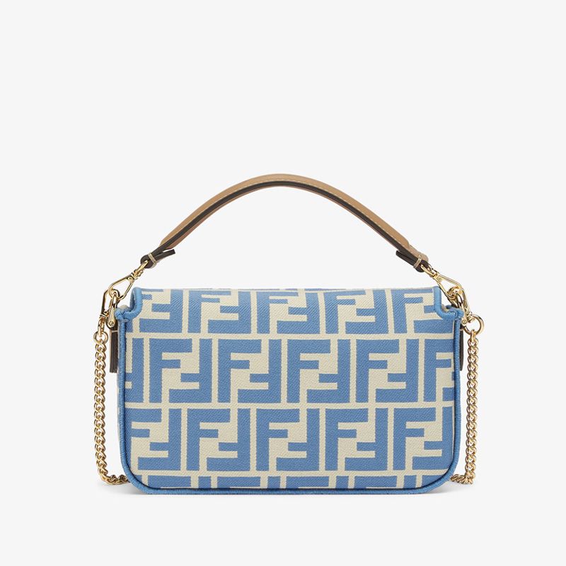 Affordable Fendi Mini Baguette Bag In FF Motif Fabric Blue