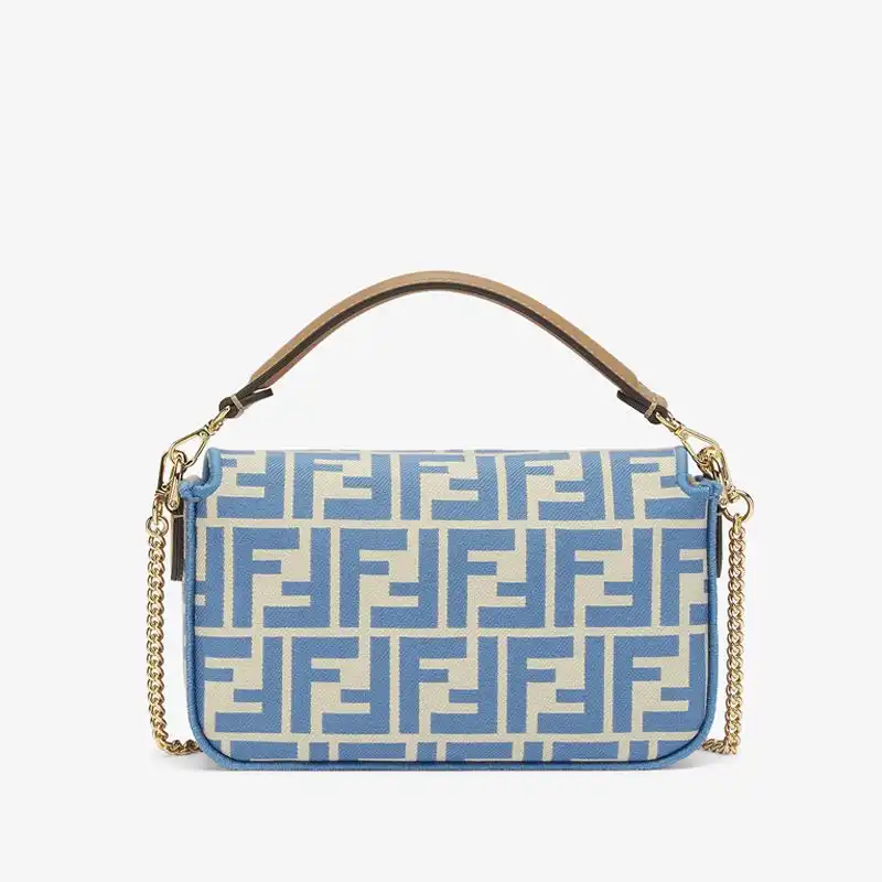 Cheap Fendi Mini Baguette Bag In FF Motif Fabric Blue