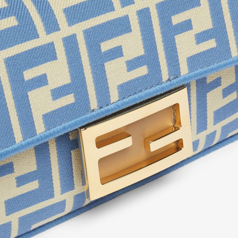 Affordable Fendi Mini Baguette Bag In FF Motif Fabric Blue