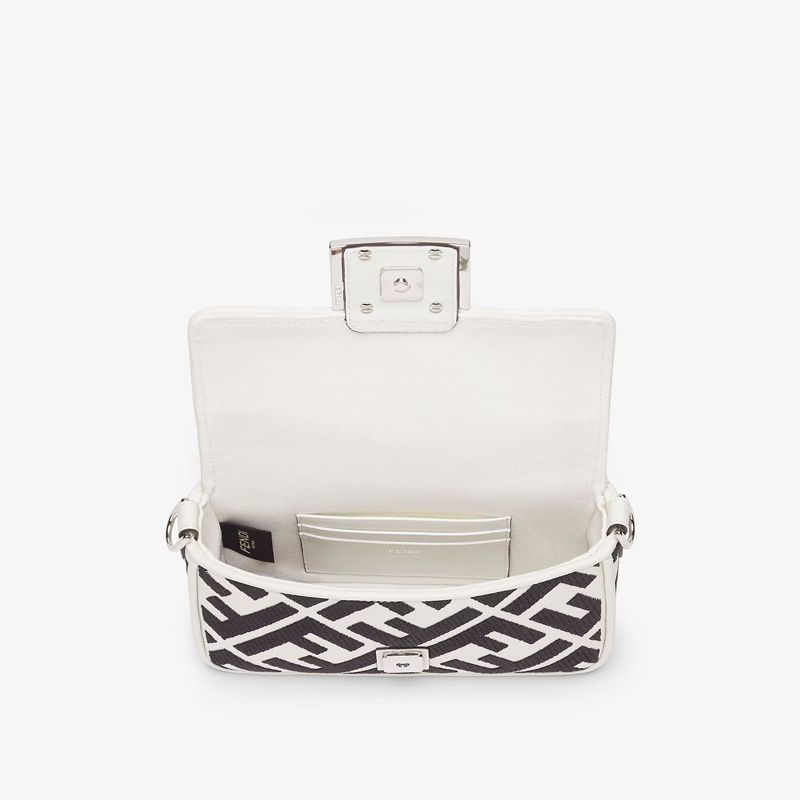 Affordable Fendi Mini Baguette Bag In FF Motif Canvas Black White