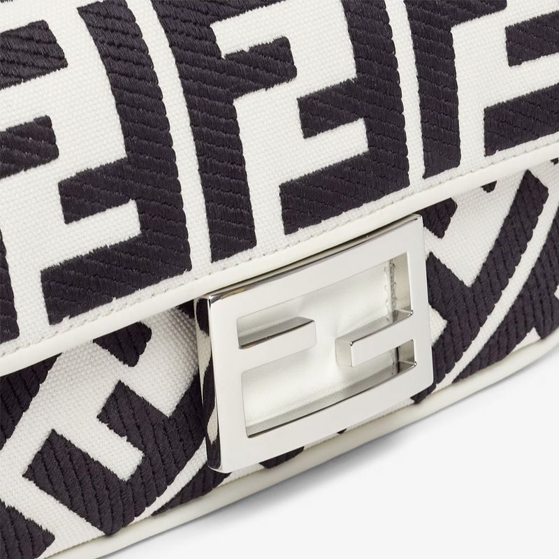 Affordable Fendi Mini Baguette Bag In FF Motif Canvas Black White