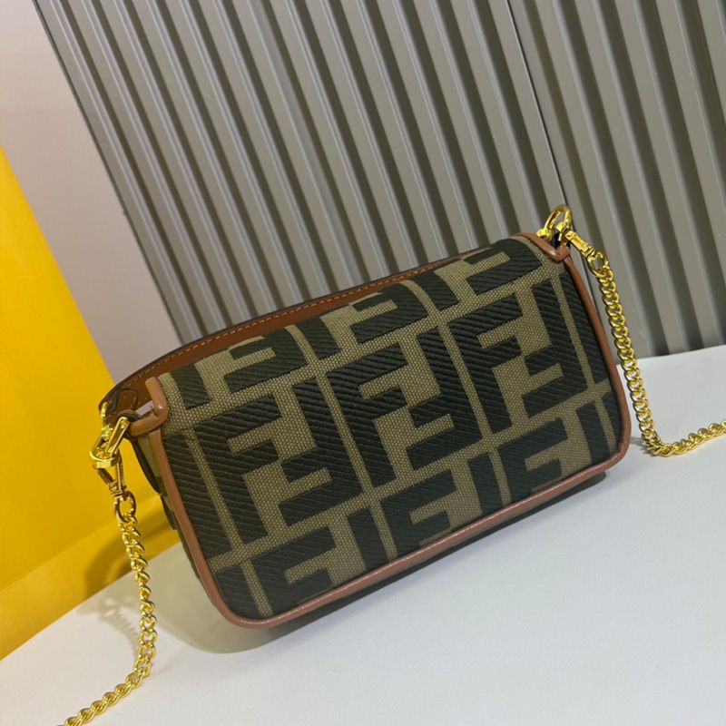 HOT Fendi Mini Baguette Bag In FF Motif Canvas Green