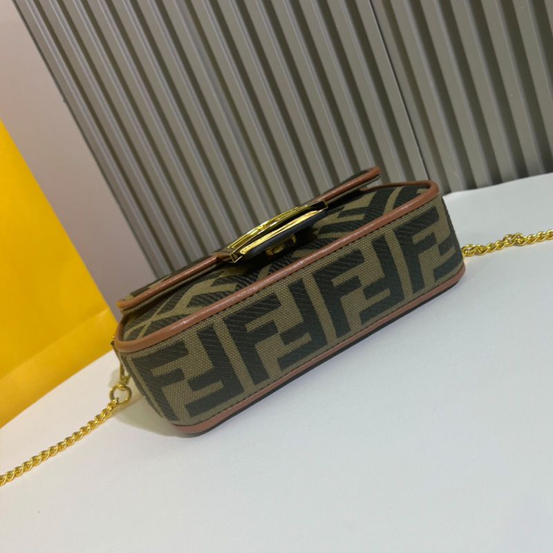 HOT Fendi Mini Baguette Bag In FF Motif Canvas Green