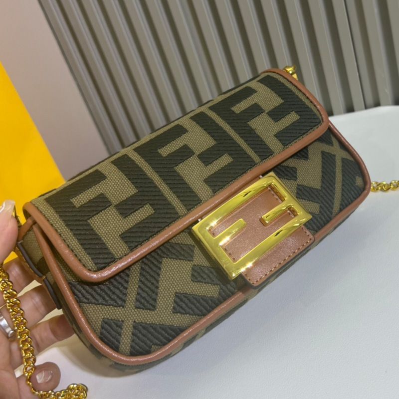 HOT Fendi Mini Baguette Bag In FF Motif Canvas Green