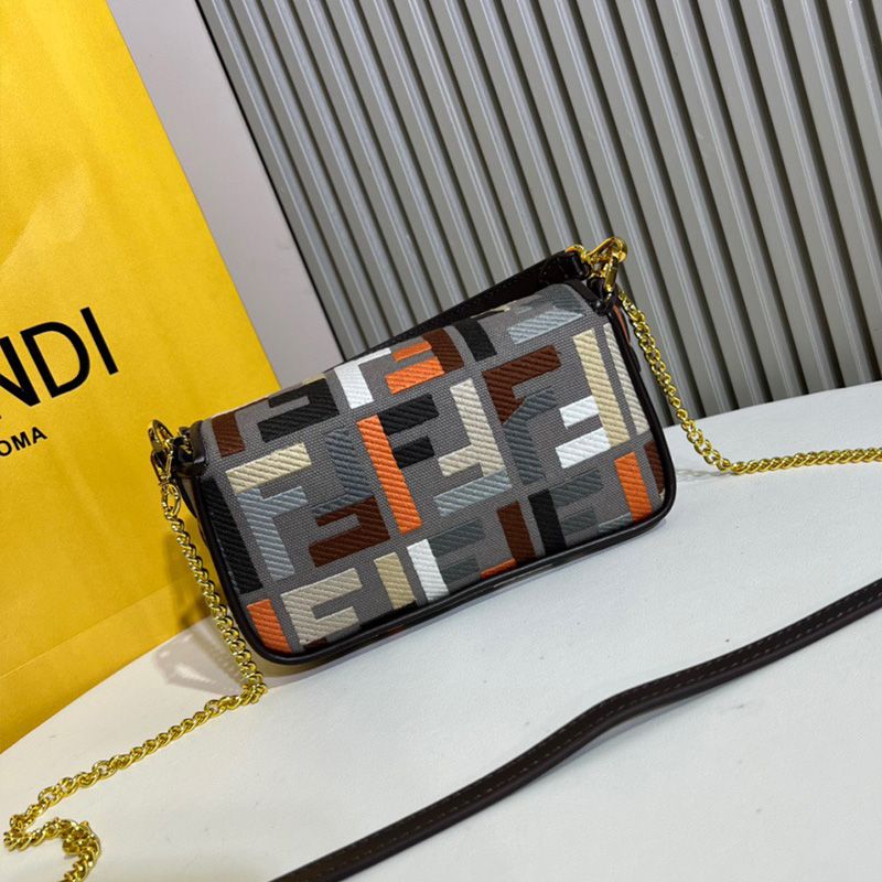 Affordable Fendi Mini Baguette Bag In FF Motif Canvas Multi Grey