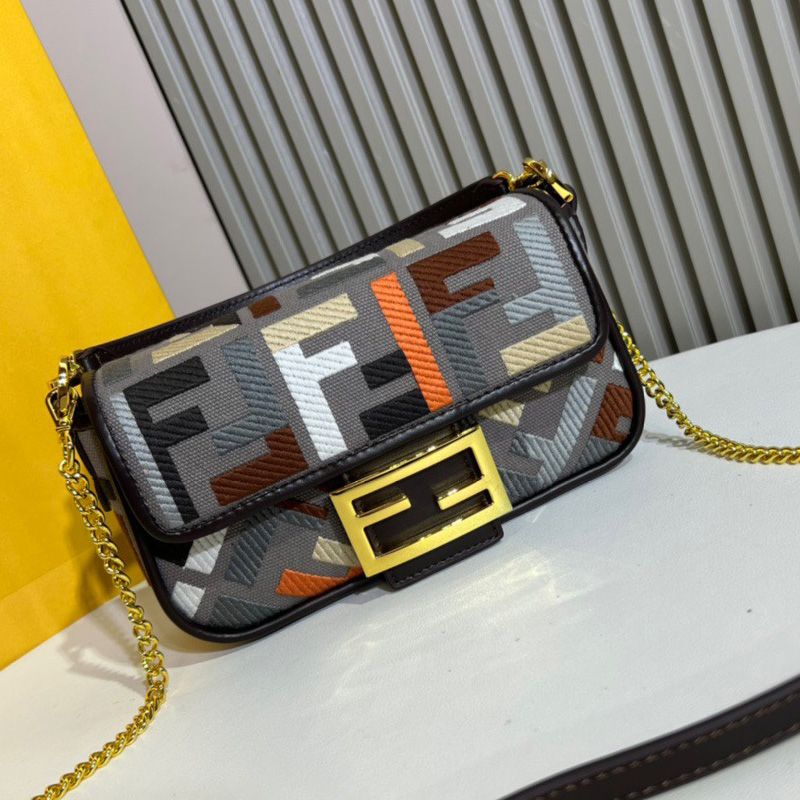 Affordable Fendi Mini Baguette Bag In FF Motif Canvas Multi Grey