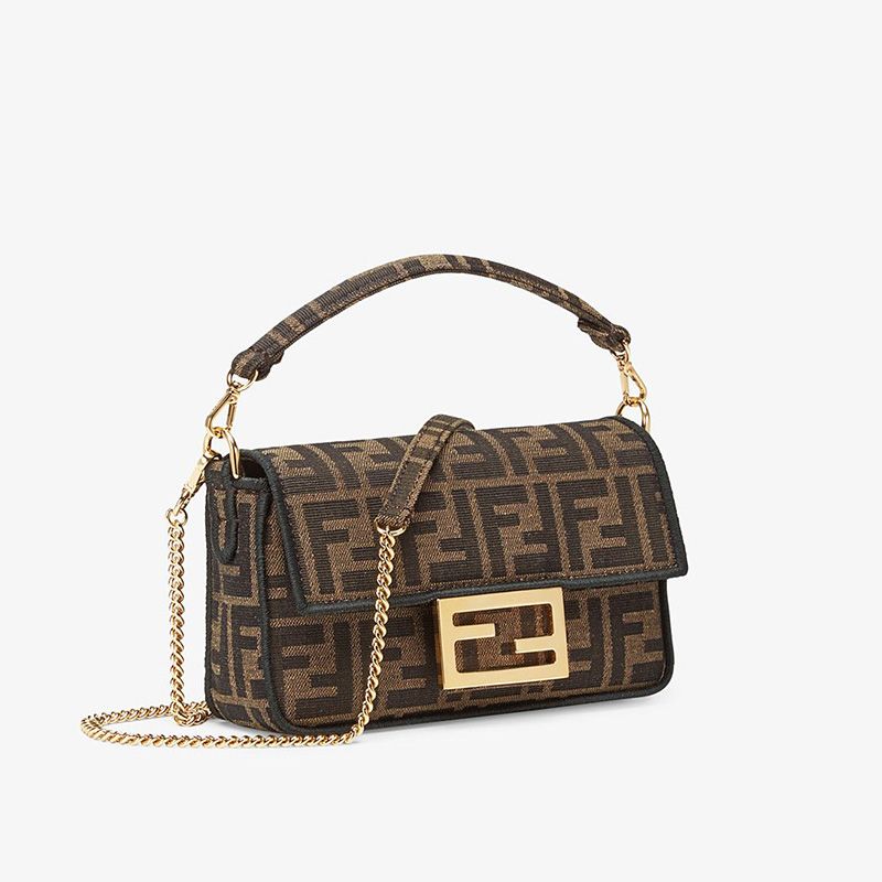 HOT Fendi Mini Baguette Bag In FF Motif Fabric Brown