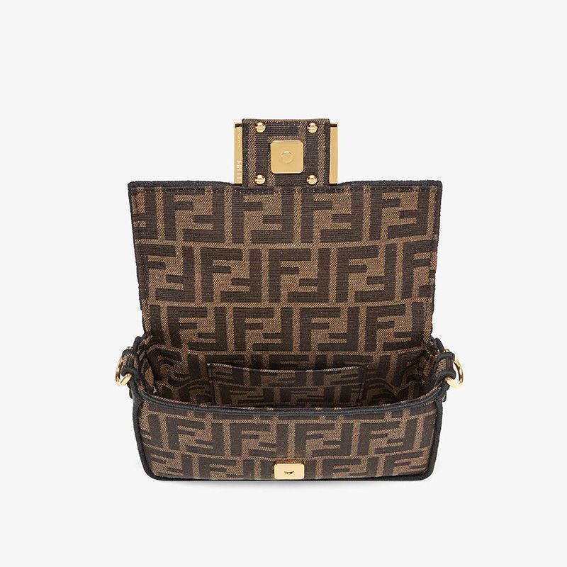 HOT Fendi Mini Baguette Bag In FF Motif Fabric Brown