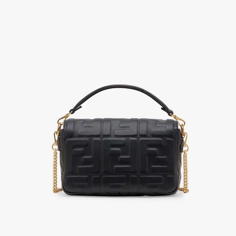 Affordable Fendi Mini Baguette Bag In FF Motif Nappa Leather Black