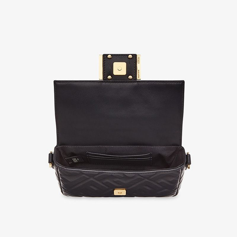 Affordable Fendi Mini Baguette Bag In FF Motif Nappa Leather Black