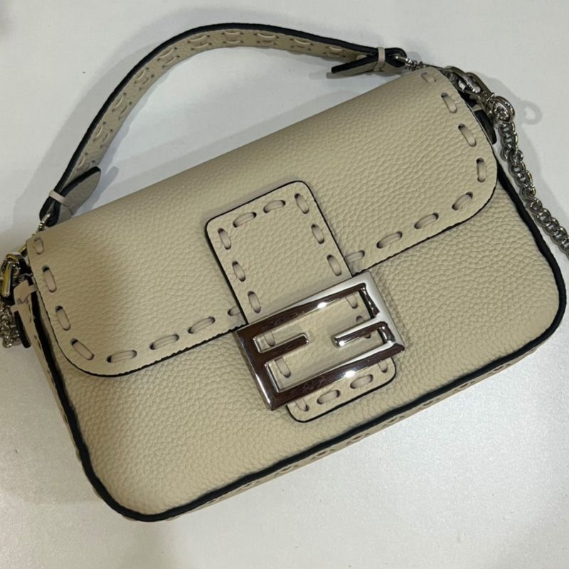 HOT Fendi Mini Baguette Selleria Bag In Cuoio Romano Leather Beige