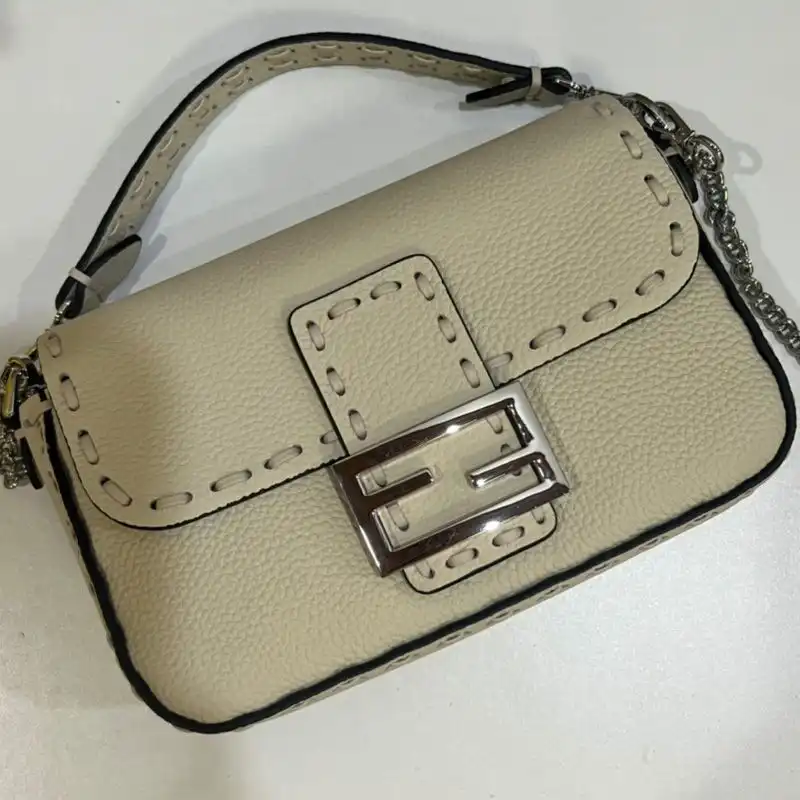 Affordable Fendi Mini Baguette Selleria Bag In Cuoio Romano Leather Beige