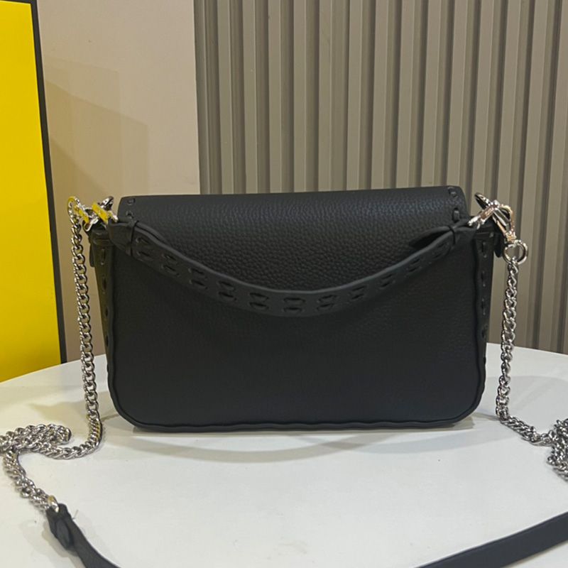 Affordable Fendi Mini Baguette Selleria Bag In Cuoio Romano Leather Black