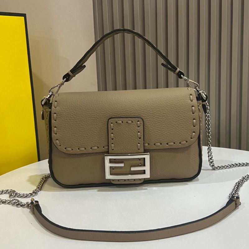 Affordable Fendi Mini Baguette Selleria Bag In Cuoio Romano Leather Khaki