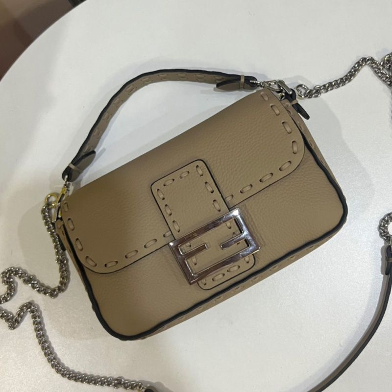 Affordable Fendi Mini Baguette Selleria Bag In Cuoio Romano Leather Khaki