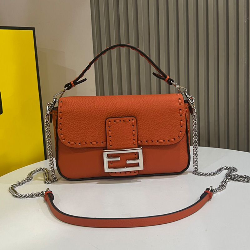 Affordable Fendi Mini Baguette Selleria Bag In Cuoio Romano Leather Orange