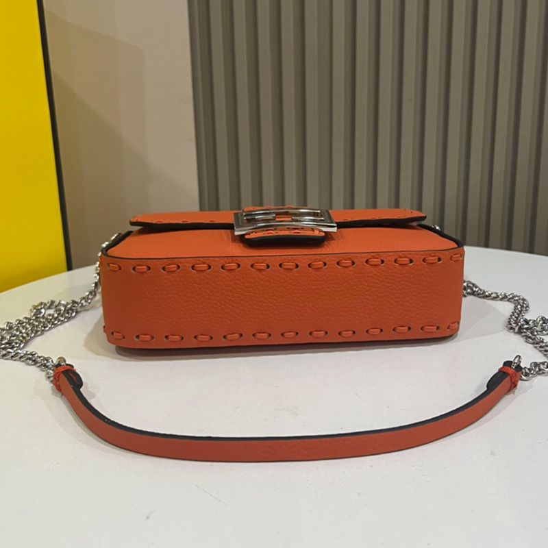 Affordable Fendi Mini Baguette Selleria Bag In Cuoio Romano Leather Orange