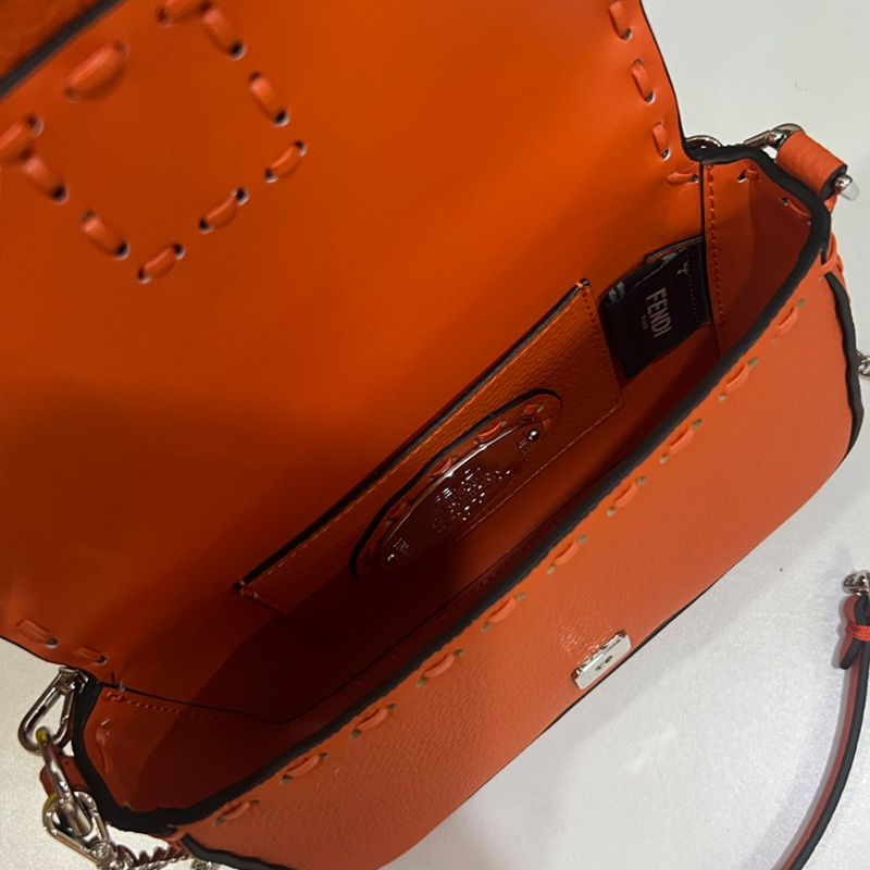 Affordable Fendi Mini Baguette Selleria Bag In Cuoio Romano Leather Orange