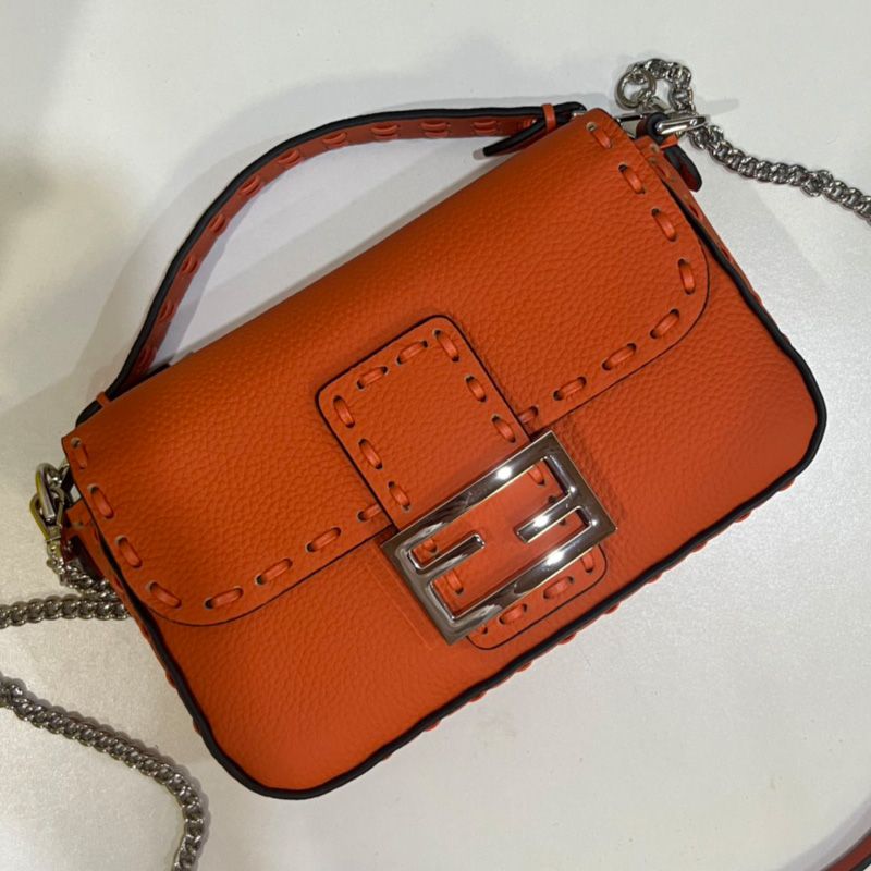 Affordable Fendi Mini Baguette Selleria Bag In Cuoio Romano Leather Orange