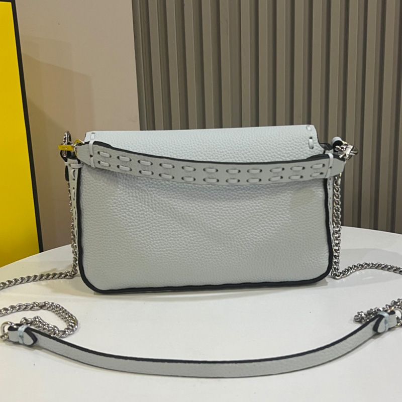 Affordable Fendi Mini Baguette Selleria Bag In Cuoio Romano Leather Sky Blue