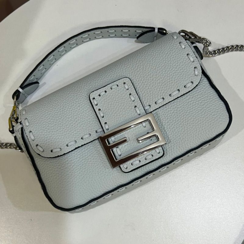 Affordable Fendi Mini Baguette Selleria Bag In Cuoio Romano Leather Sky Blue