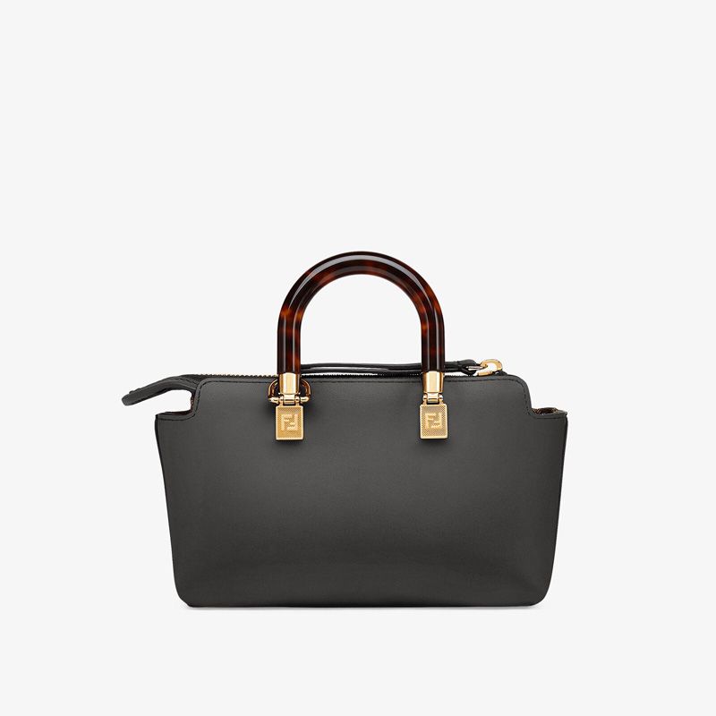 Affordable Fendi Mini By The Way Boston Bag In ROMA Logo Calf Leather Black