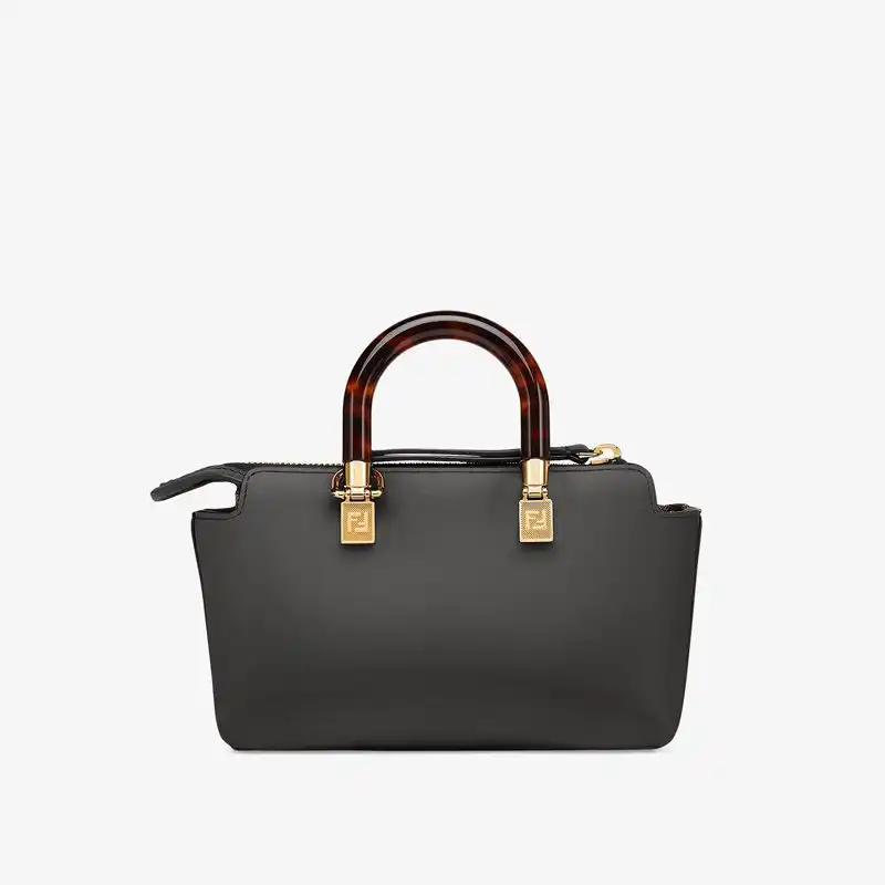 Cheap Fendi Mini By The Way Boston Bag In ROMA Logo Calf Leather Black