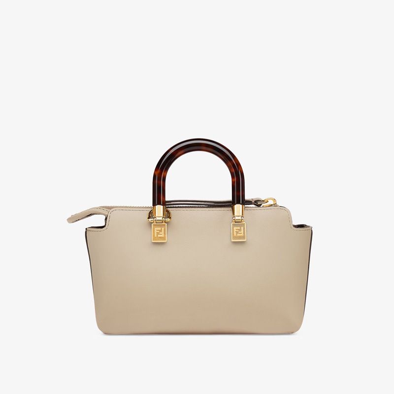 Affordable Fendi Mini By The Way Boston Bag In ROMA Logo Calf Leather Grey