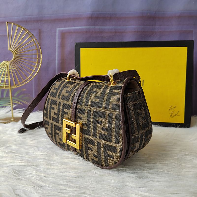 Affordable Fendi Mini C'mon Bag In FF Motif Fabric Brown