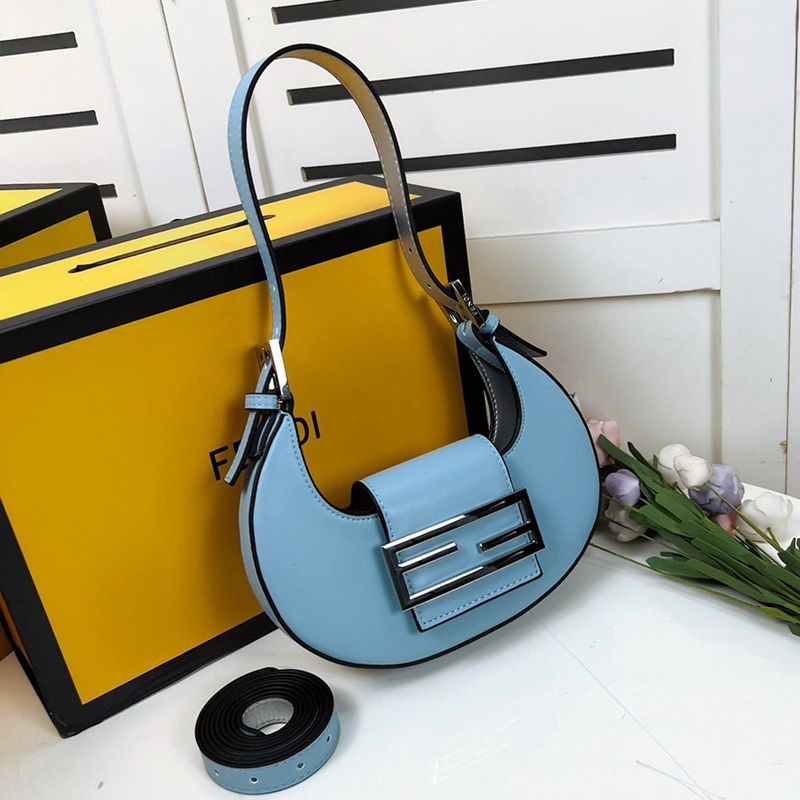 Affordable Fendi Mini Cookie Hobo Bag In Calf Leather Sky Blue