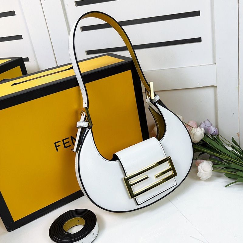 Affordable Fendi Mini Cookie Hobo Bag In Calf Leather White