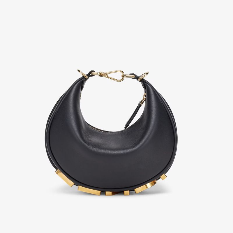 Affordable Fendi Mini Fendigraphy Hobo Bag In Calf Leather Black