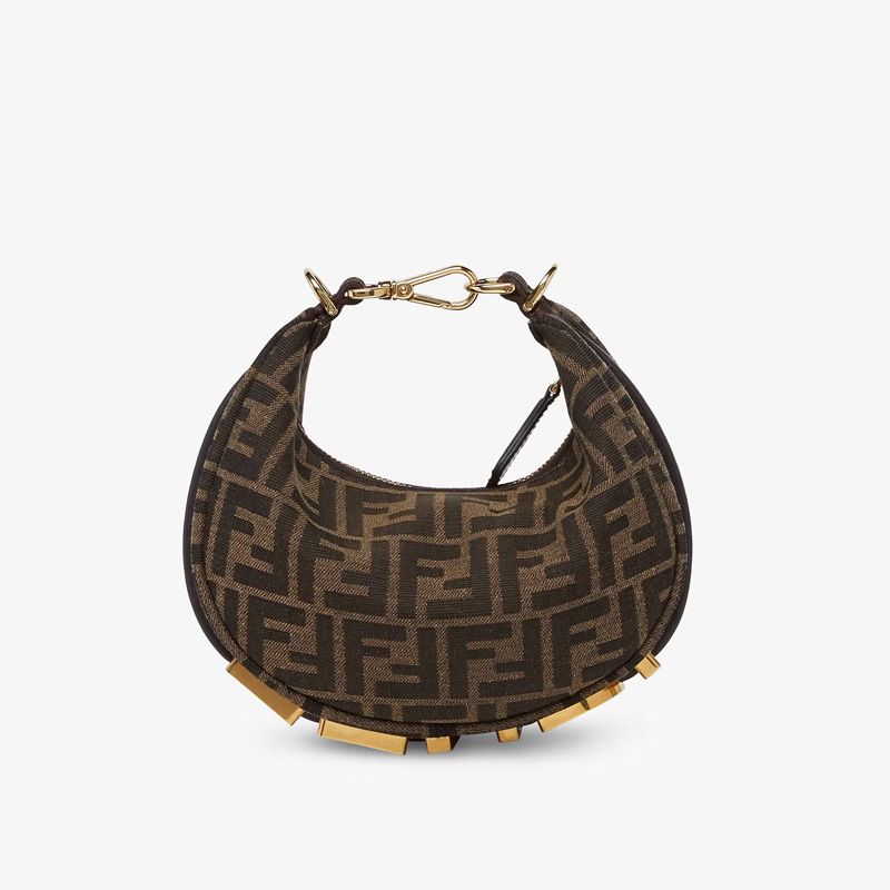 Affordable Fendi Mini Fendigraphy Hobo Bag In FF Motif Fabric Brown