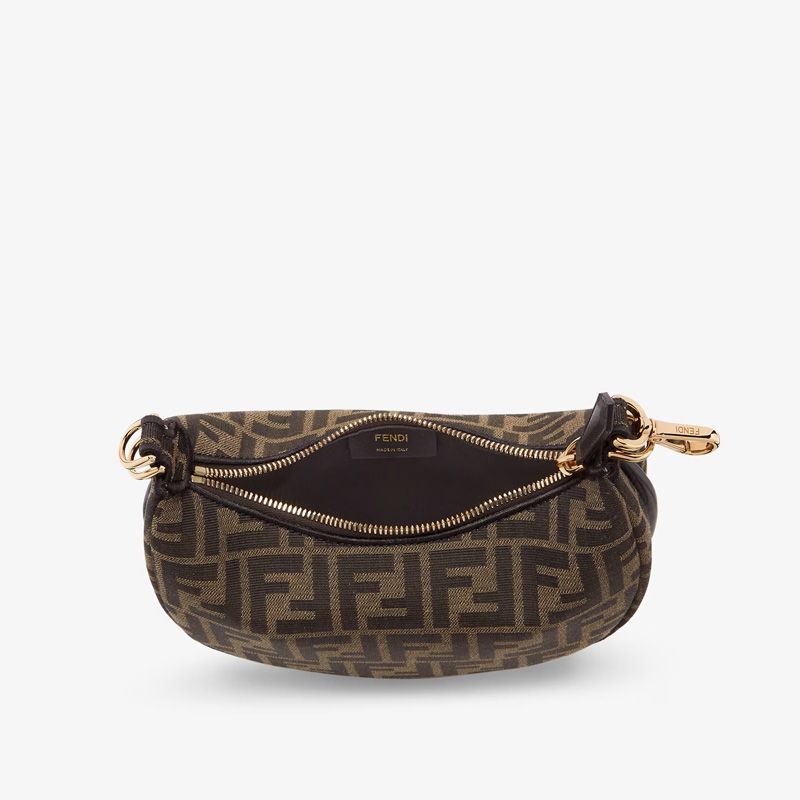 Affordable Fendi Mini Fendigraphy Hobo Bag In FF Motif Fabric Brown