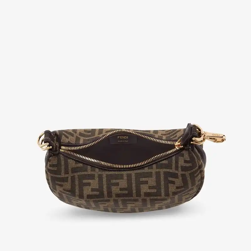 Cheap Fendi Mini Fendigraphy Hobo Bag In FF Motif Fabric Brown