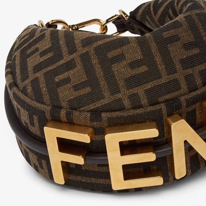 Affordable Fendi Mini Fendigraphy Hobo Bag In FF Motif Fabric Brown