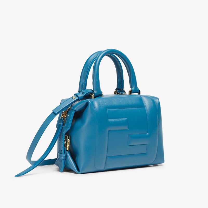 Affordable Fendi Mini FF Cube Bag In Nappa Leather Blue