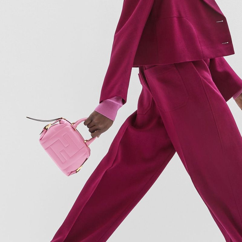 Affordable Fendi Mini FF Cube Bag In Nappa Leather Pink