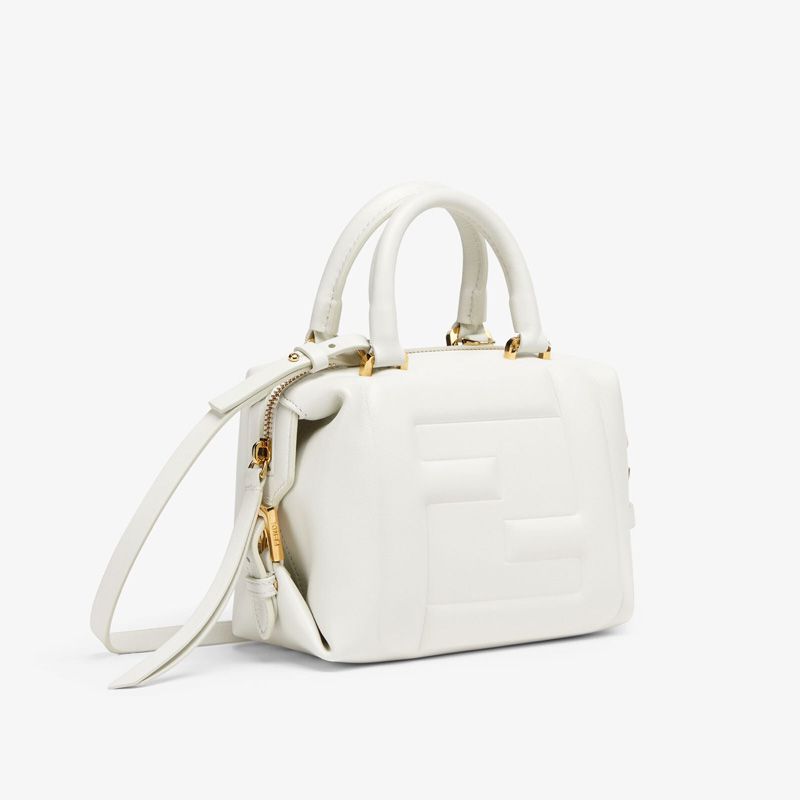 Affordable Fendi Mini FF Cube Bag In Nappa Leather White