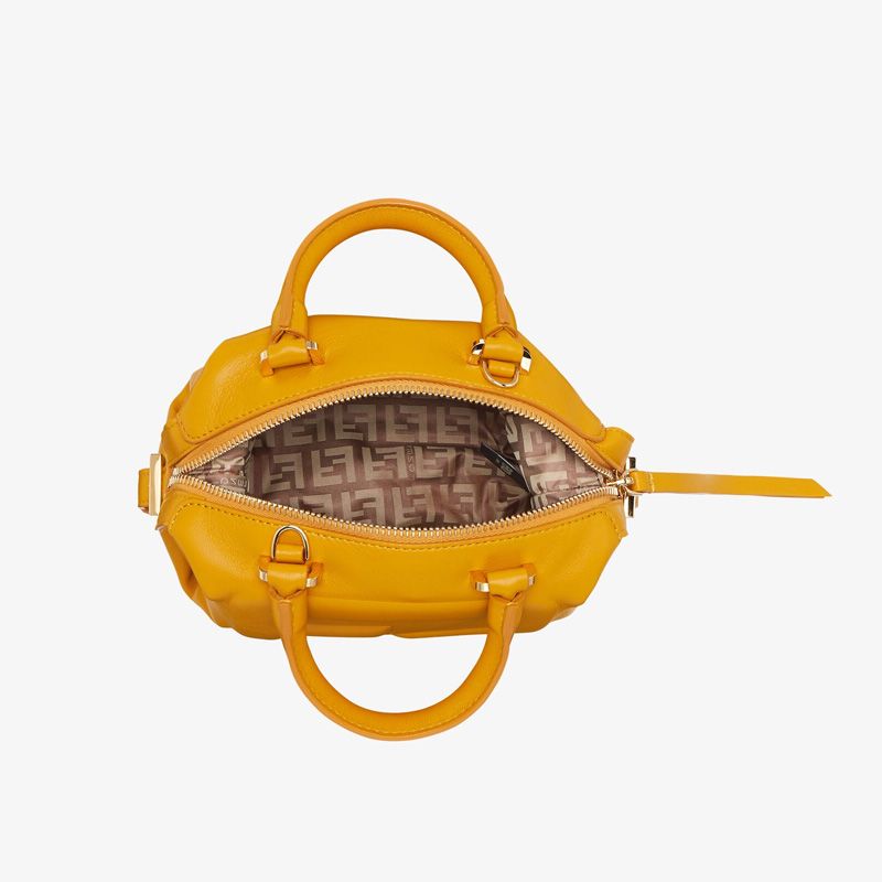 Affordable Fendi Mini FF Cube Bag In Nappa Leather Yellow