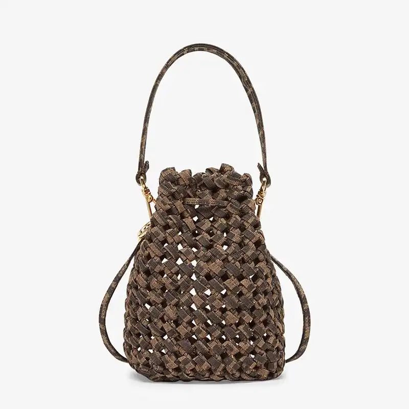 Affordable Fendi Mini Mon Tresor Bucket Bag In Fabric Interlace Coffee