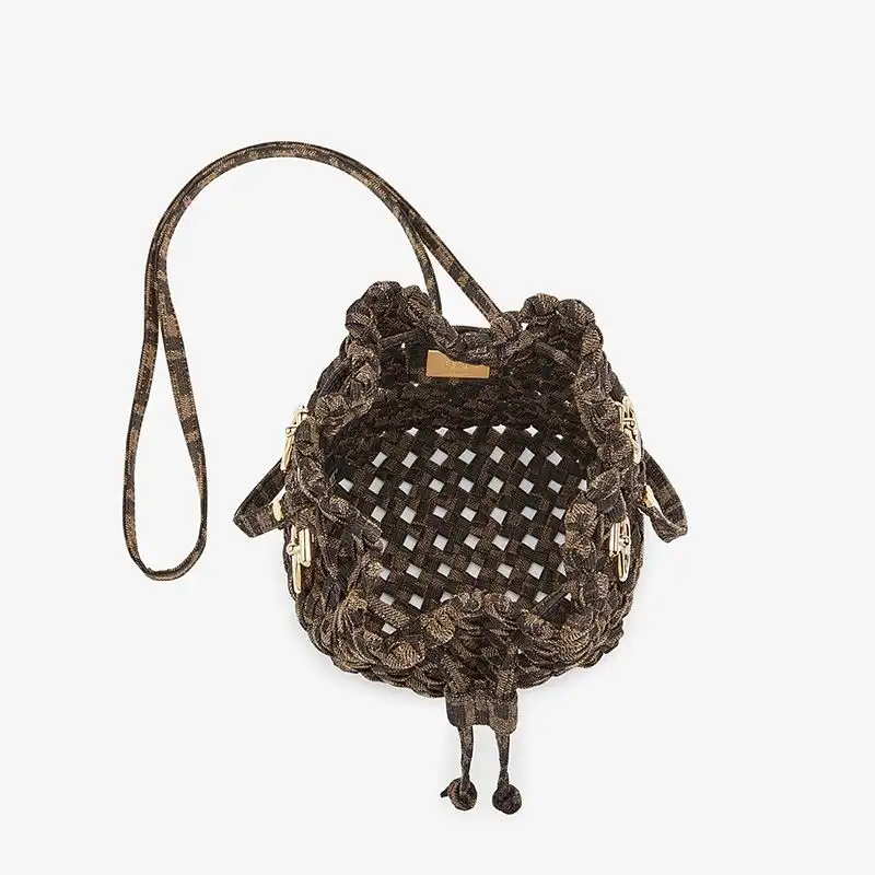 Affordable Fendi Mini Mon Tresor Bucket Bag In Fabric Interlace Coffee